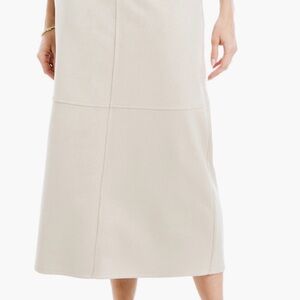 NWT MAX STUDIO LONDON Faux Suede Midi Skirt In Oyster Beige/Tan Size Medium